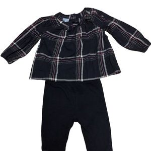 Plaid Baby Gap matching shirt & navy leggings -size 6-12 months
